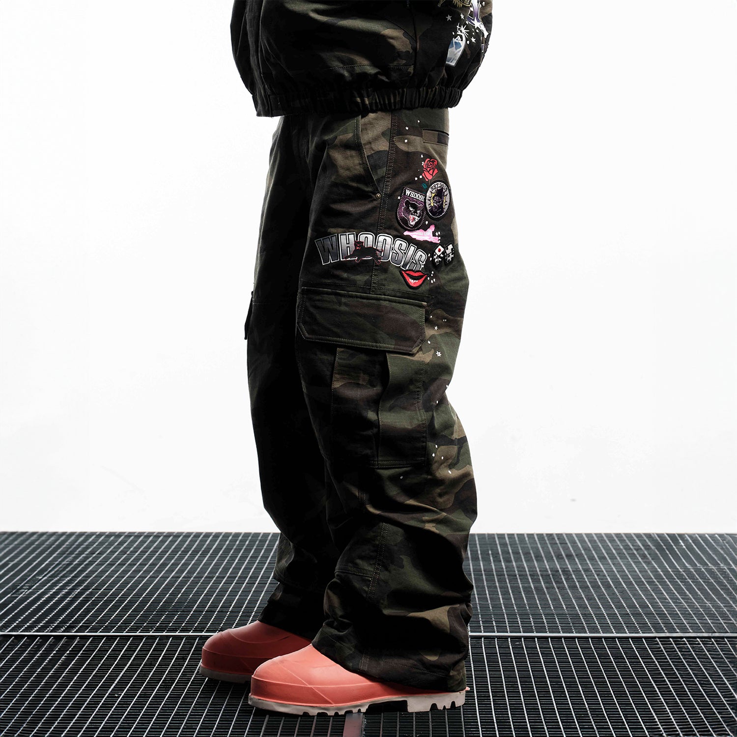 WHOOSIS Camo Patch Workwear Pants