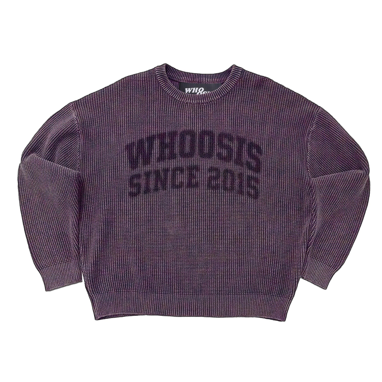 WHOOSIS Water-Washed Vintage-Look Crewneck Sweater