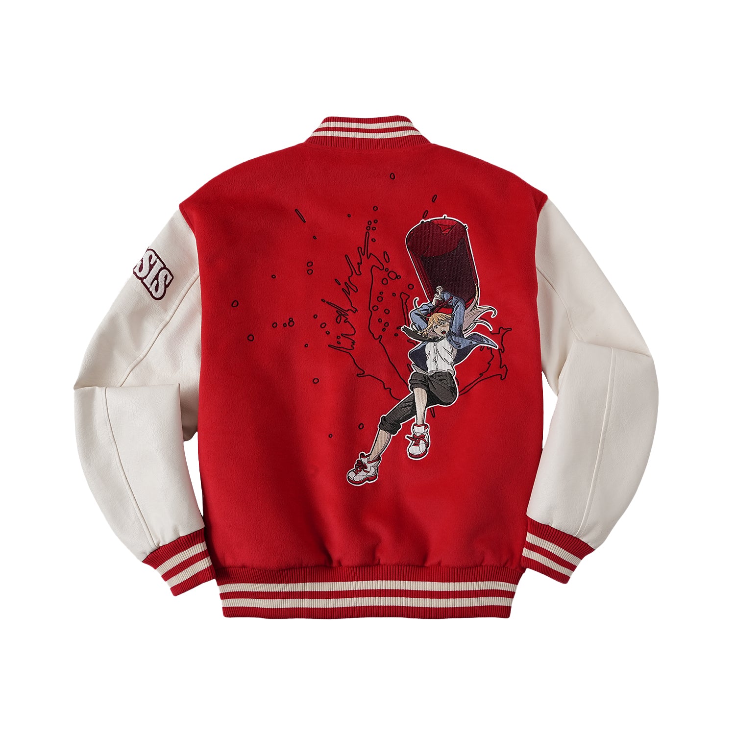 WHOOSIS Character Embroidered Quilted Baseball Jacket