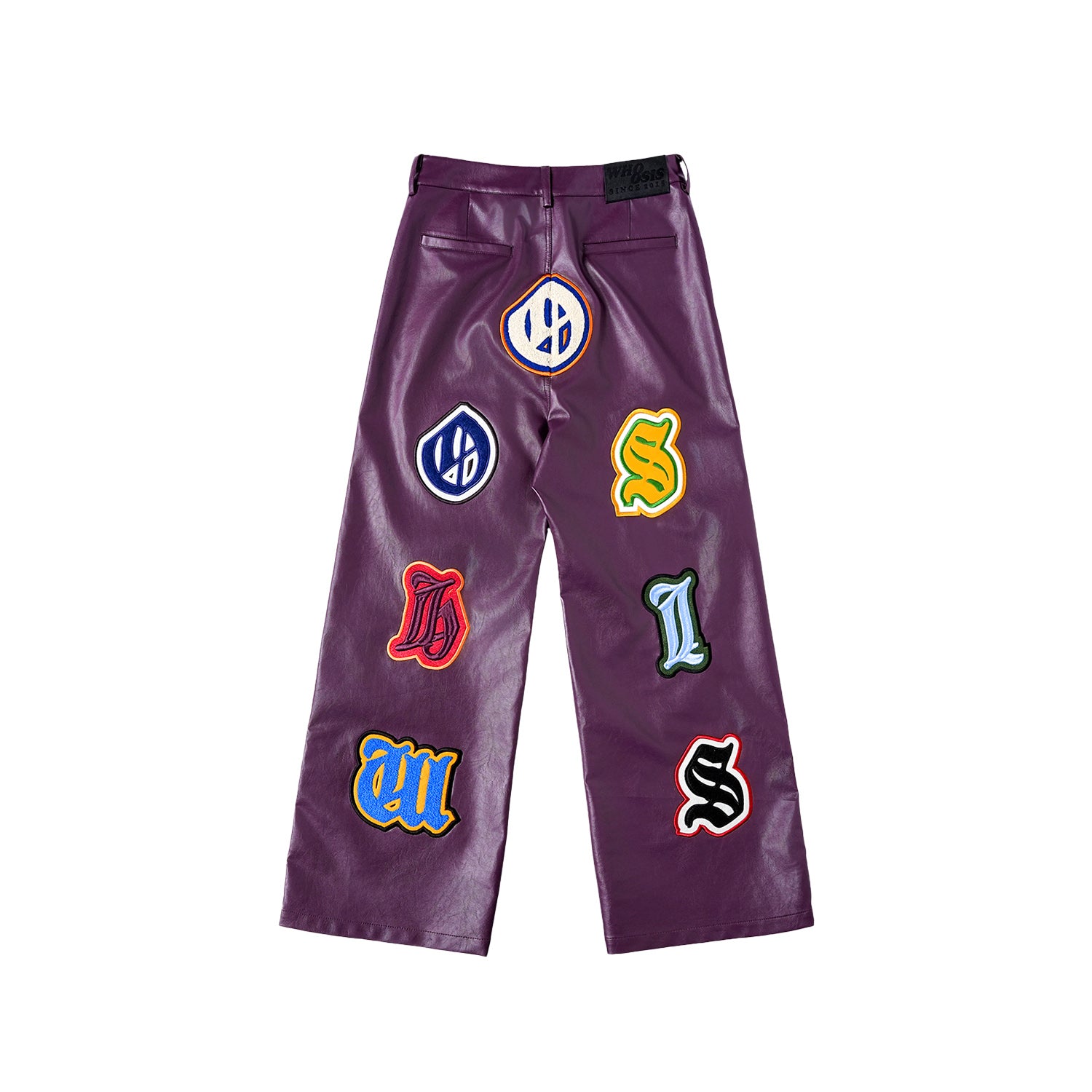 WHOOSIS Multi-Process Embroidered Patch Structural Leather Pants