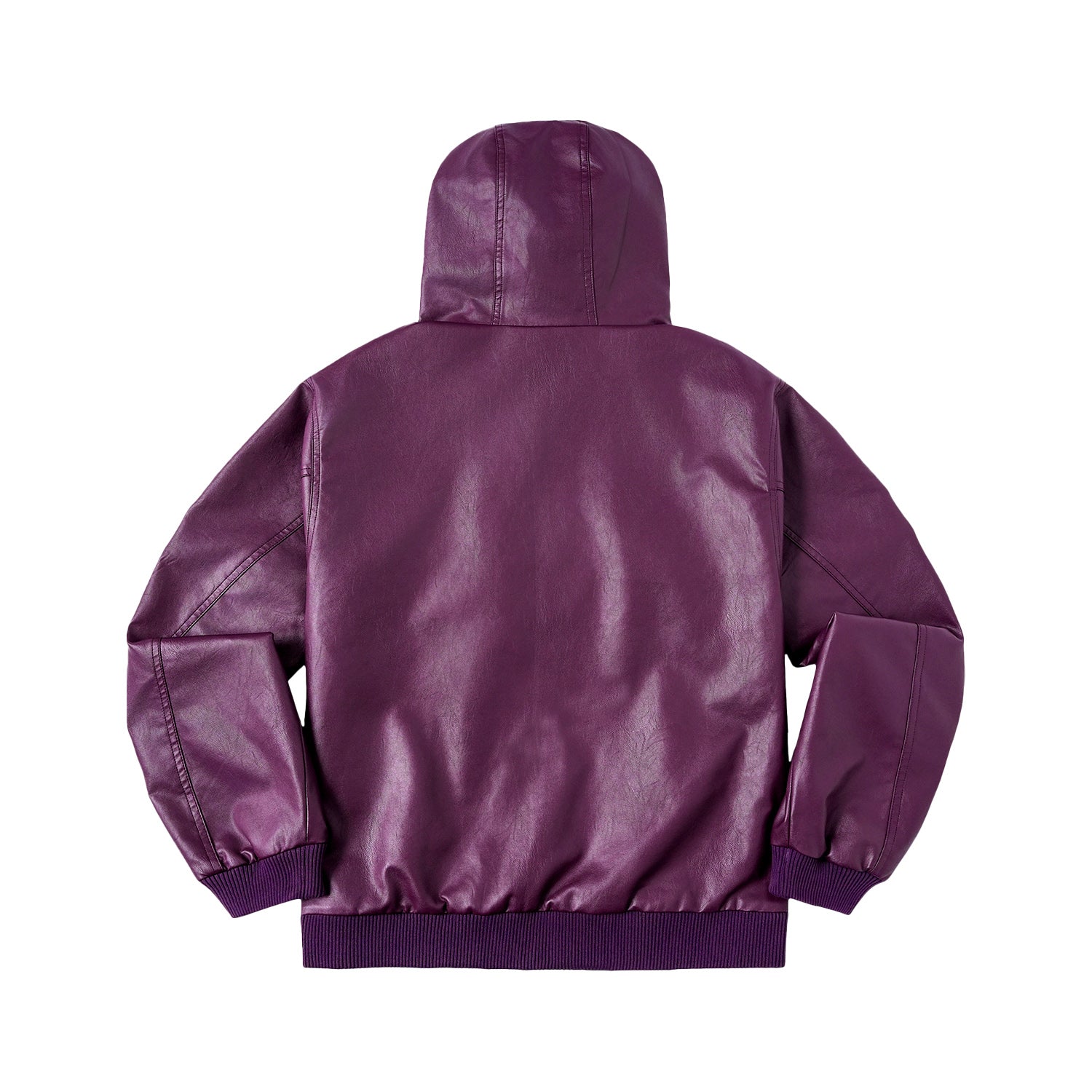 WHOOSIS Multi-Technique Embroidered Patch Hooded Leather Jacket